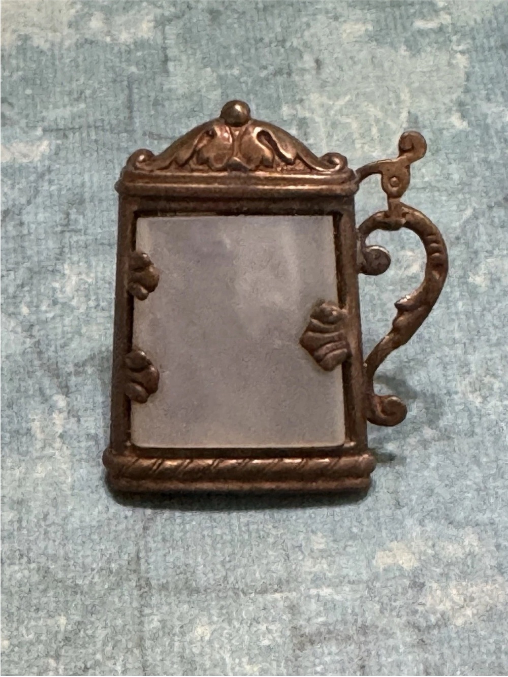 VINTAGE MCM BRASS AND MOTHER OF PEARL STEIN CUFF LINK